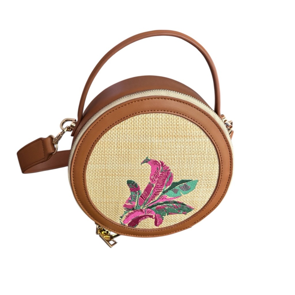 Brown and Cream Round Women's Bag